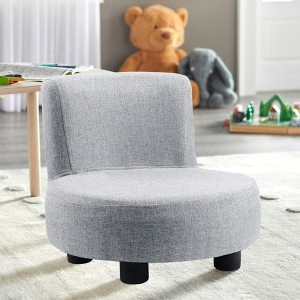 Linen Upholstered Rectangular Footstool with Wooden Legs Living and Home