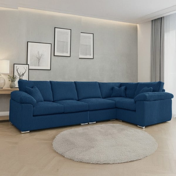 Furnishings For Less Delta Full Jumbo Cord 5 Seater L Shaped Corner Sofa