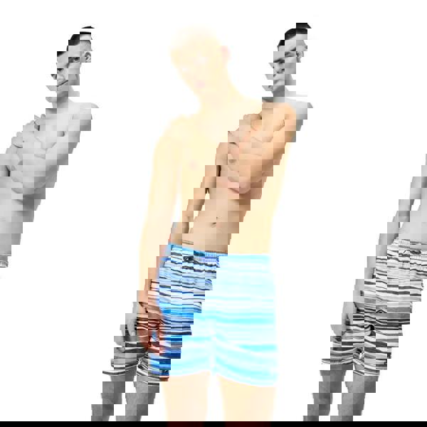 Speedo printed leisure blue and white striped swim shorts