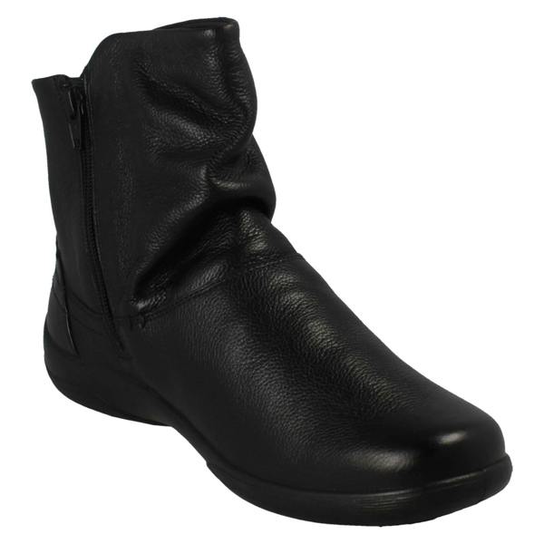 Padders Ladies Padders Textured Leather Rouched Ankle Boots Beau