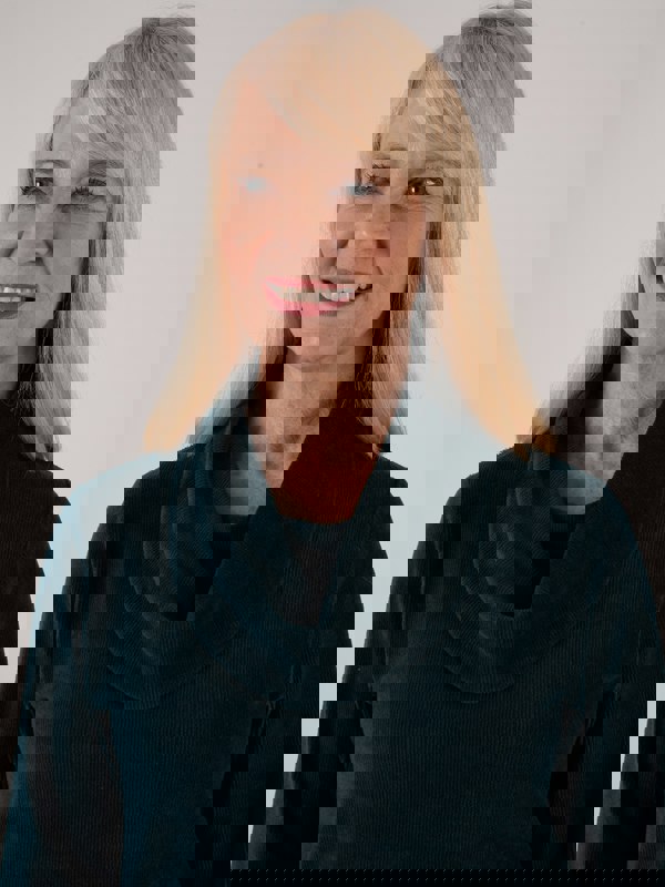 PennyPlain Ribbed Velour Cowl Neck Top- Peacock