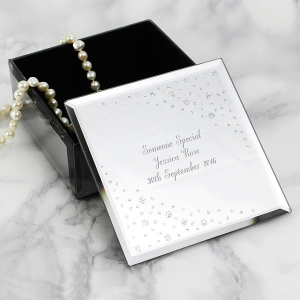 Personalised Memento Company Personalised Any Message Diamante Glass Trinket Box