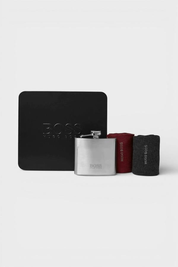 Hugo Boss Gift Set - Two Pairs of Socks and Hip Flask