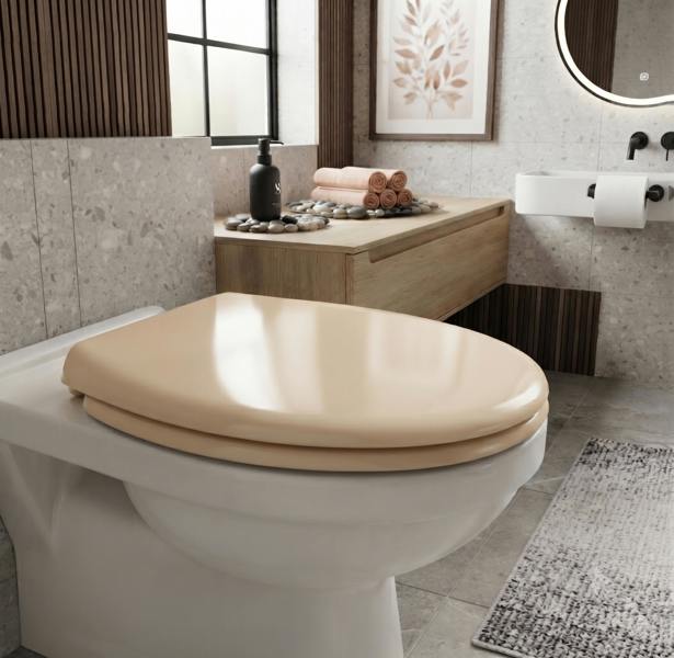 RTS Beige Peach Top Fix Slow Close Quick Release Toilet Seat
