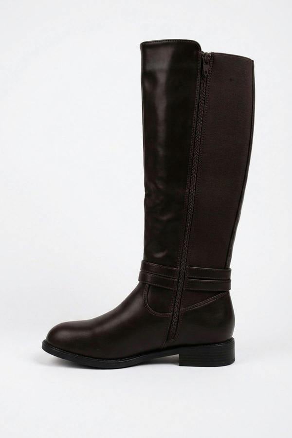 ikrush Mirabel Faux Leather Buckle Strap Knee High Riding Boots