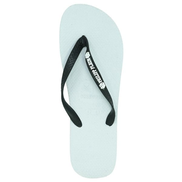 Philipp Plein Brand Logo Flip Flops - White