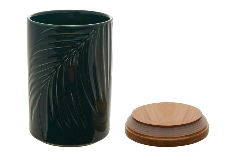 Maison by Premier Bali Dark Green Medium Storage Jar With Bamboo Lid