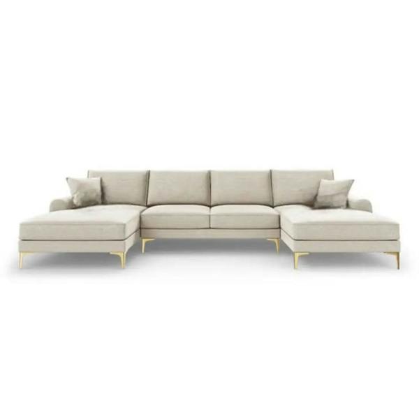 Snug Furniture Monroe Plush U-Shaped Corner Sofa with Gold Legs