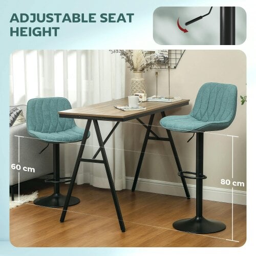 Wyld Haus Loelne Fabric Blue Linen Look Bar Stools Set Of 2