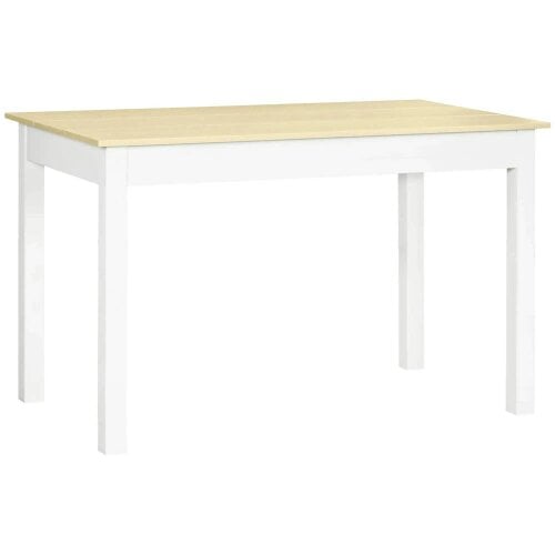 Bobobiy Dining Table for 4 to 6, Modern Kitchen Table - Wood Effect Tabletop, Thick Legs, 120L x 70W x 75Hcm, Dining Room, Kitchen, Living Room, Oak