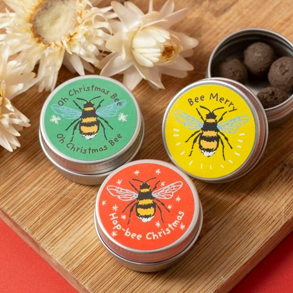 SEEDBALL Christmas Bees Wildflower Seed Ball Mini Tins (Set of Three)