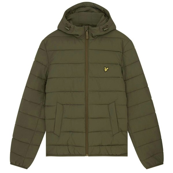 Lyle & Scott Branded Hooded Puffer Jacket - Olive Green