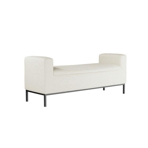 Wyld Haus Brooklyn Ivory Linen Bench Black Metal Legs
