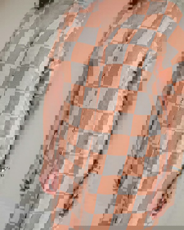 Eden Orange Bold Check Print Midi Dress- image 6