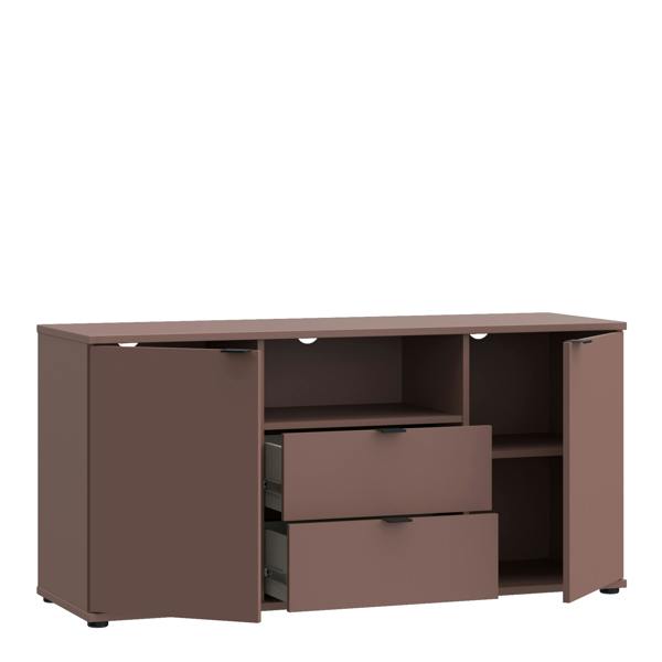 Furniture To Go Ganymede TV Unit with Open Shelf, 2 Drawers & 2 Doors in Terracotta