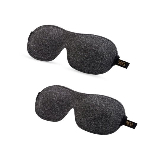Contoured Sleep Mask Twin Pack Sets - Various Designs - Dark Grey Marl