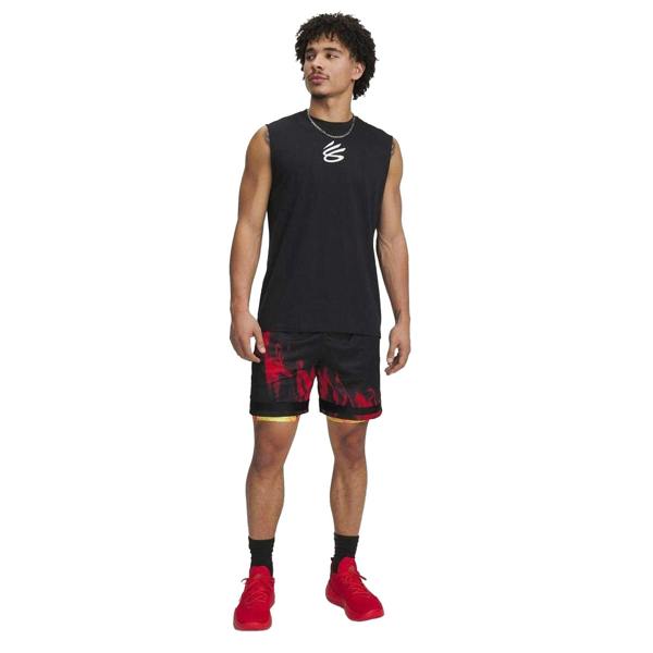 Under Armour Mens Flames Basketball Shorts - Black/Red - 