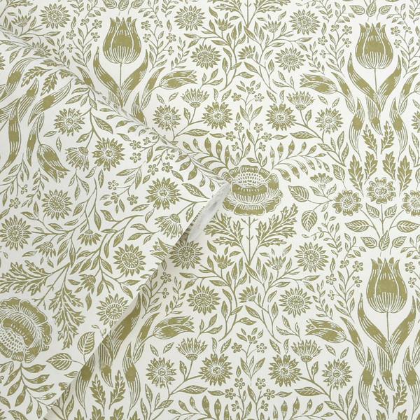 Laura Ashley Ashstead Damask Hedgerow wallpaper