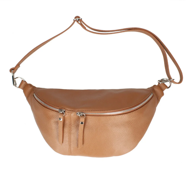 Scott-Samuel Large Leather BumBag / Sling Bag (Exposed Zips)