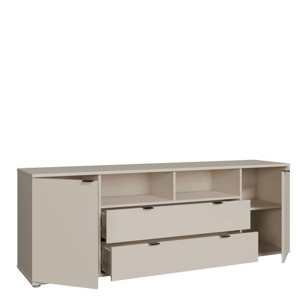 Furniture To Go Ganymede Wide TV Unit with Open Shelving, 2 Drawers & 2 Doors in Sand