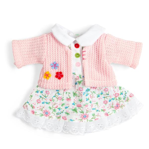 Bigjigs Toys Floral Pink Patterned Dress and Cardigan for 25cm Rag Dolls (Small)