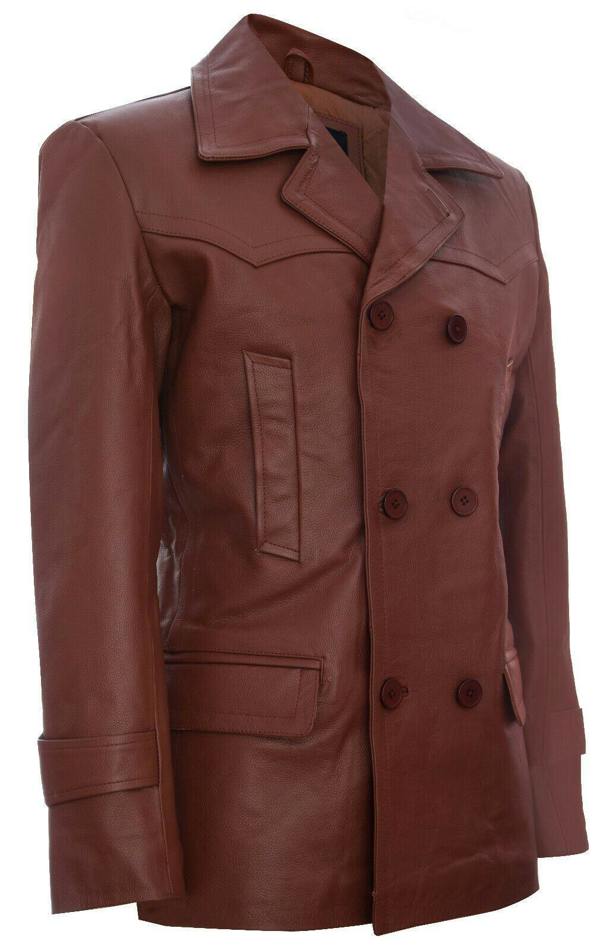 Infinity Leather Mens Cowhide Leather Peacoat-Krakaw