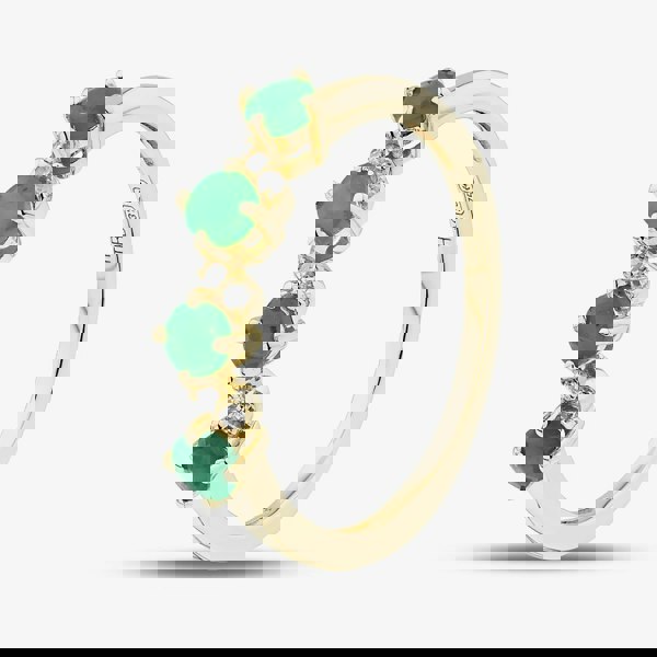 T. H. Baker 9ct Yellow Gold Emerald & Diamond Wave Half Eternity Ring RJR04808-EM