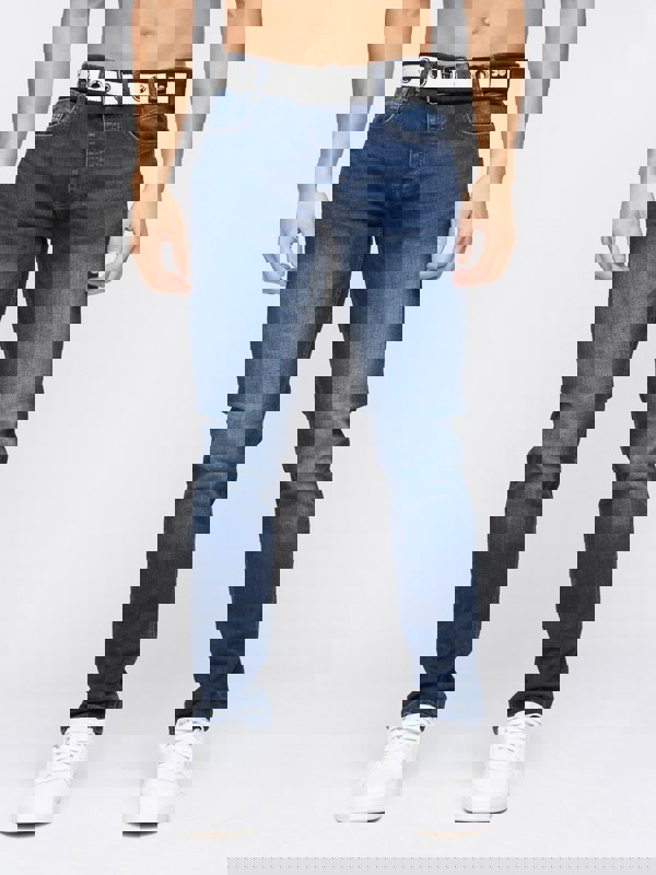 Crosshatch Barbeck Slim Fit Denim Jeans Tinted Blue