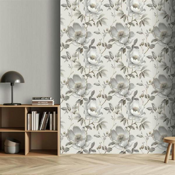 Alethia Floral Grey Wallpaper image 4