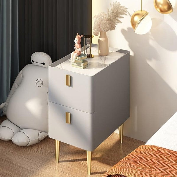 Corona Bedside Table-Weilai Concept-Grey-25cm-Weilai Concept