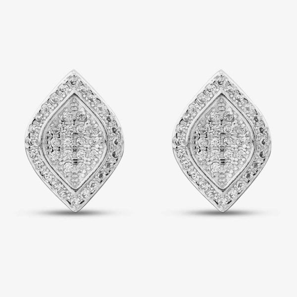 T. H. Baker Silver Pave Marquise Shaped Stud Earrings E611511