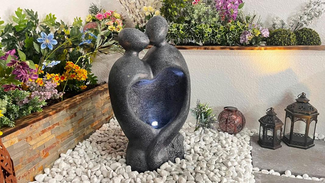 Tranquillity Water Features Heart Couple Contemporary Solar Water Feature