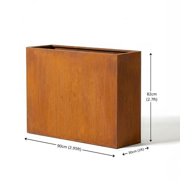 Nicoman Galvanised Steel Trough Metal Planter 90cm x 82cm - Pre-Rusted