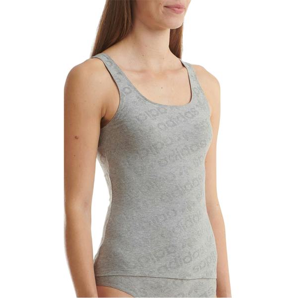 Adidas Womens/Ladies All Over Logo Cotton Vest Top - Medium Heather Grey - 