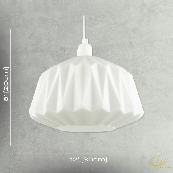 Designer Opal White Glass Pendant Shade with Triangular Shaped Grooves Image 7