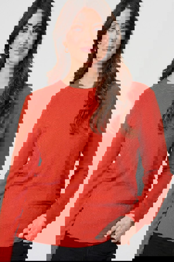 Orange | Chevron Soft Knit Long Sleeve Jumper
