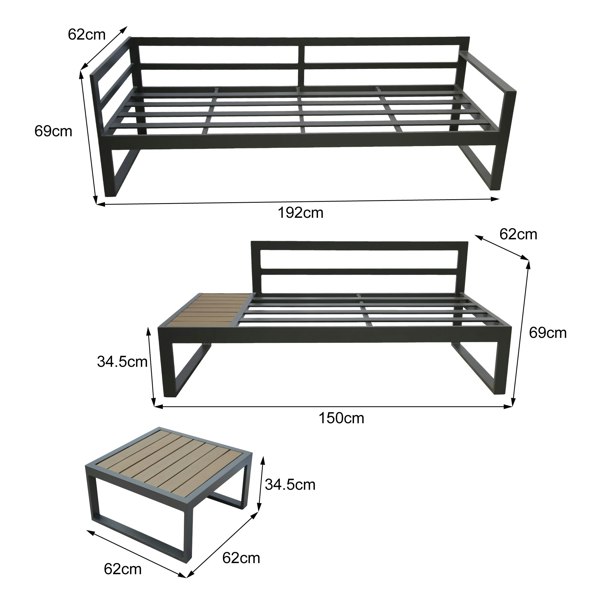 Outdoor Living Positano 5 seat outdoor aluminium sofa set with coffee table