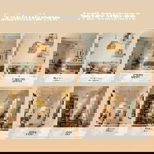 Emitto Rustic Ceiling Pendant Light Shade Hemp Rope Lamp Shade Boho Yellow 23cm