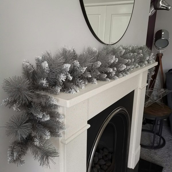 Samuel Alexander Premier 6ft (1.8m) Christmas Silver Garland With Some Glitter Tips