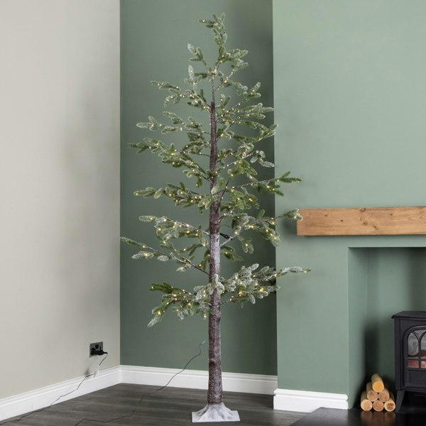 Samuel Alexander 8ft (2.40m) Tall Light up Christmas Snow Tree with 412 Warm White LEDs