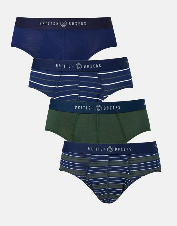 British Boxers Multipack! 4 Pairs of Men's Bamboo Briefs - Night