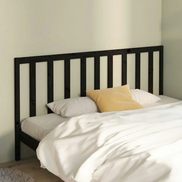 Berkfield Bed Headboard Black 206x4x100 cm Solid Wood Pine