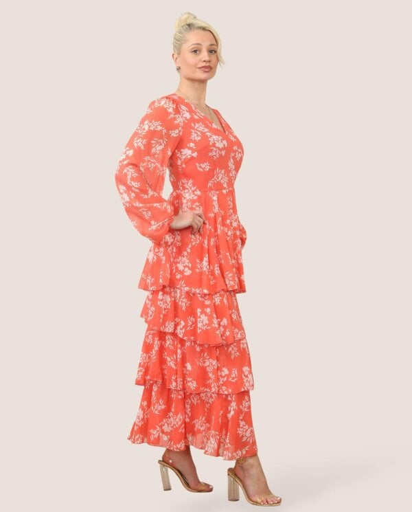 Radiance Chiffon Ruffle Maxi Dress – Floral Elegance for Every Occasion