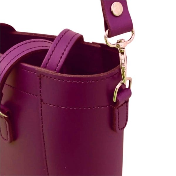 Zatchels Leather Mini Twist Lock Shopper Bag - Magenta