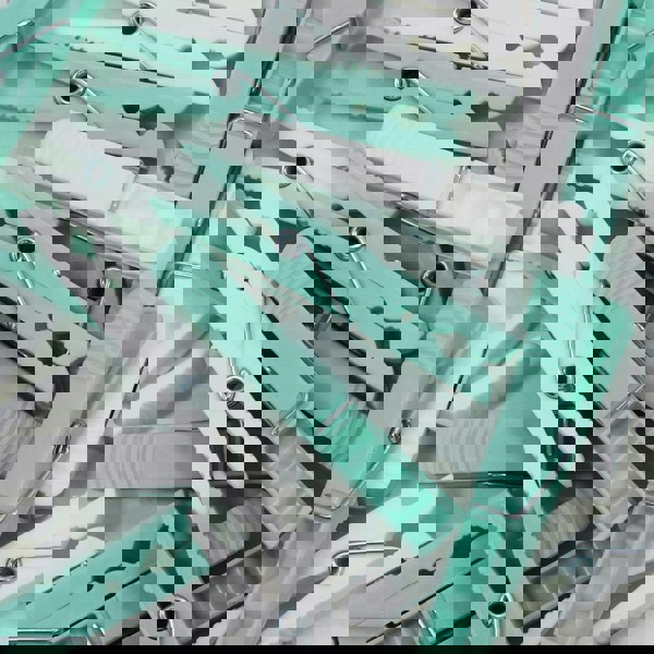 JVL Plastic Peg Basket, Grey with 36 Strong Hold Plastic Pegs, Aqua