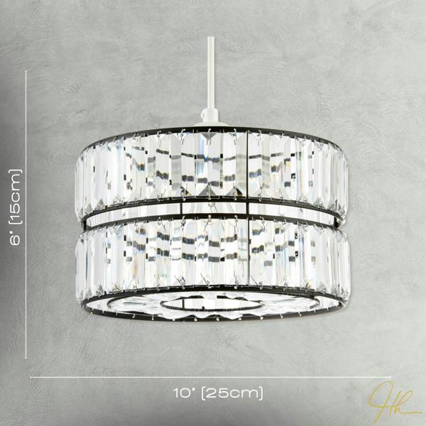 Chic Double Tier Black Pendant Light Shade with Rows of Acrylic Prisms Image 7