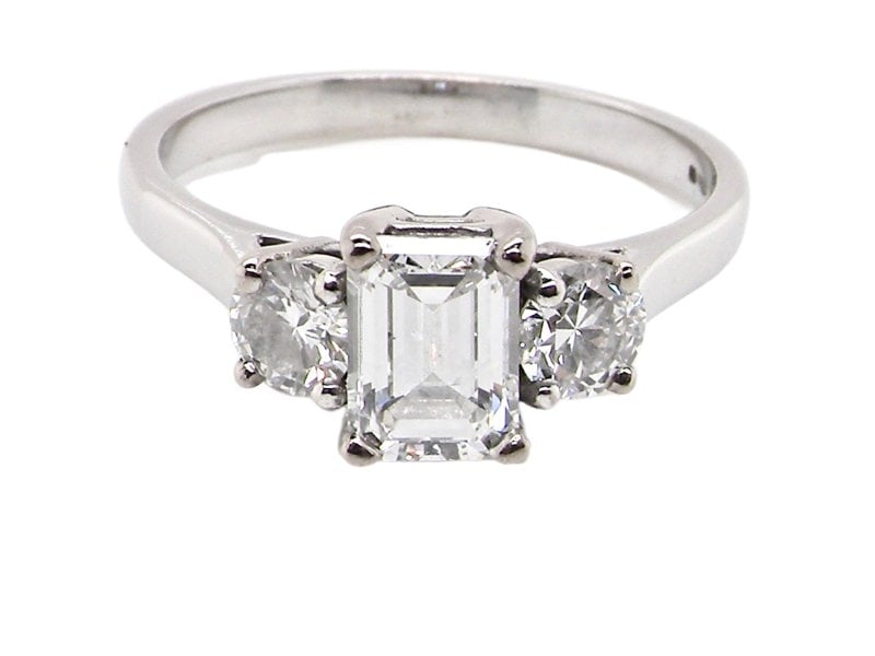 Vintage Tom A impressive platinum three stone diamond ring