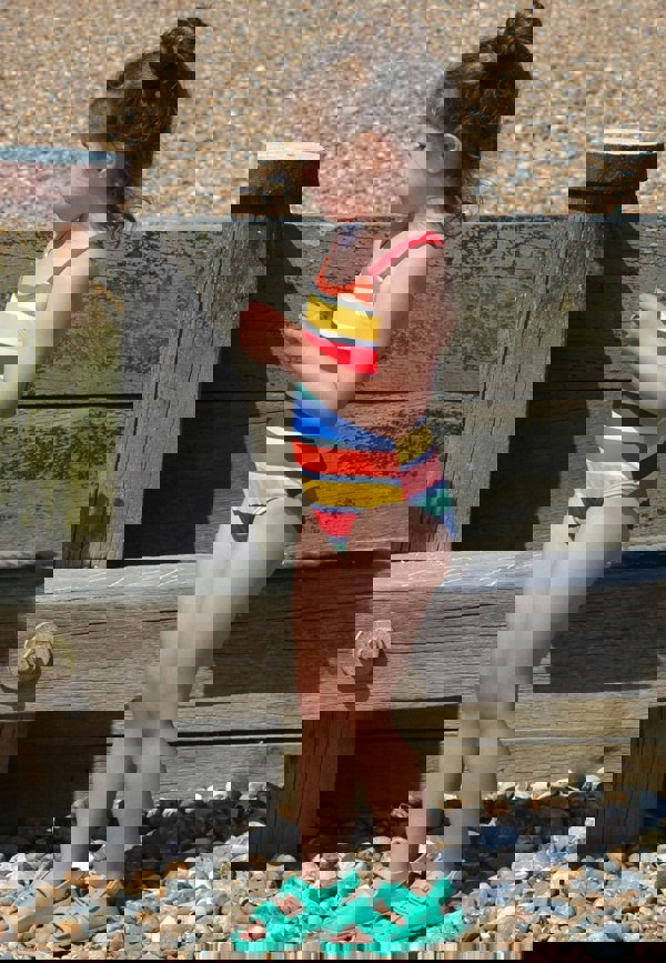 Happy Stripe Print Kids' Swimsuit - Toby Tiger