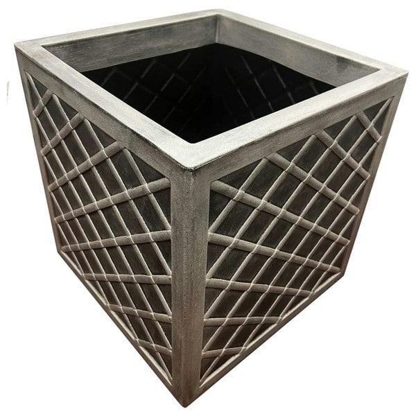  Lazio & Brick Slate Effect Pewter Grey Plastic Garden Flower Pots 