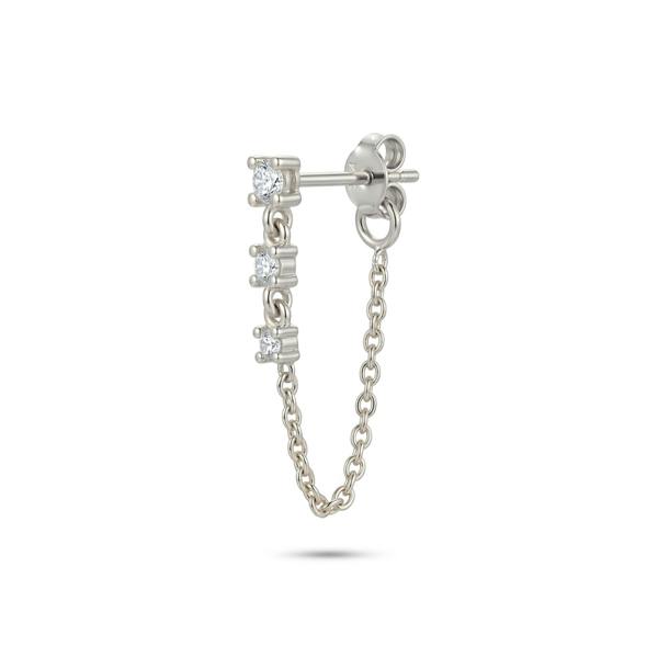 Spero London Fine Diamond Linked Tennis Earring in 14ct Solid Gold - Single